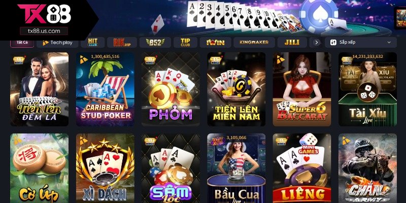 Giới thiệu sảnh game bài TX88